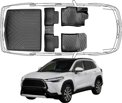 Produktbild von 3D Fußmatten & Kofferraumwanne Auto Set Kompatibel mit Toyota Corolla Cross 2020 - 2024