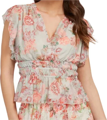 Imagen del producto de Blusa Joandra con estampado de volantes, para mujer, talla M