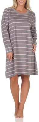 Produktbild von Normann Damen Fleece langarm Nachthemd Sleepshirt in edler Optik ; grau , 36