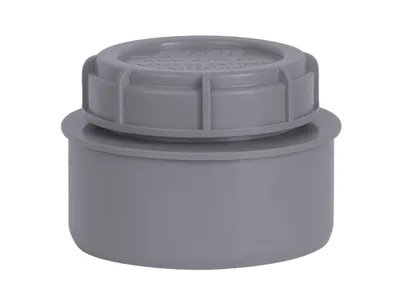 A gray plastic end cap with a screw-on cap.