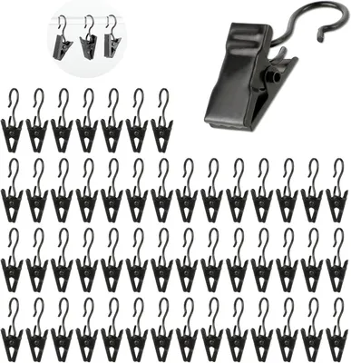 Produktbild von Gardinenclips 50 Stück, Metall Vorhangklammern Mit Haken, Schwarz Für Vorhänge Duschvorhang Fotos LED-Lichterketten