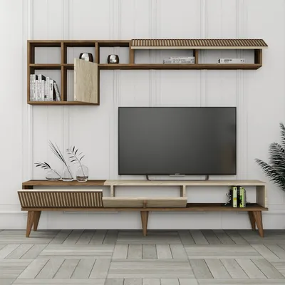 Produktbild von Skye Decor, Milan - Walnut, Travertine, Nussbaum, TV-Einheit, 180 x 40 x 35 cm, 100 % MELAMINBESCHICHTETE SPANPLATTEN