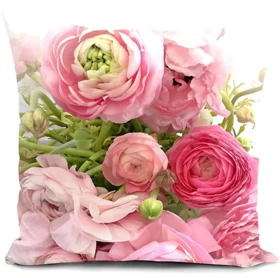 Productafbeelding van Kussensloop 40x40 cm, roze, met bloemenprint, geschikt voor buiten, lenteversiering, decoratief kussen, sierkussenhoes