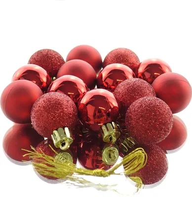 Produktbild von Weihnachtskugeln Christmas Red rot bruchfest Ø 3 cm aus Kunststoff - 14er Set