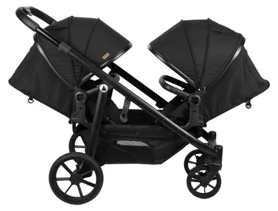 Produktbild von Topmark Zwillingskinderwagen 2Combi Schwarz – Duo-Buggy für zwei Kinder von 6 Monaten bis 3 Jahren (je 15 kg), mit Fußsäcken, Regenschutz und Einkaufskorb