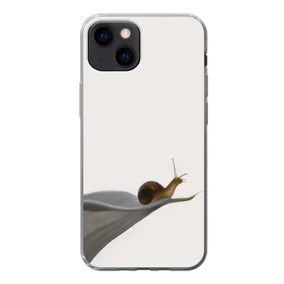 Produktbild von MuchoWow® Handyhülle Schutzhülle Hülle für iPhone 13 mini Schnecke - Lilie - Grau Silikon Softcase Handy Hülle - Softcase