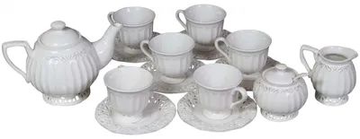 30-teiliges Kaffeeservice aus weißem Porzellan, 6 Tassen