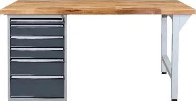 Produktbild von ADB Werkbank lichtgrau, anthrazitgrau 6 Schubladen 150,0 x 75,0 x 85,0 cm