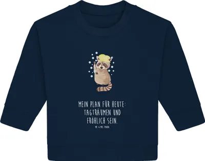 Produktbild von Mr. & Mrs. Panda Organic Baby Pullover Waschbär 12. - 18. Monat - French Navy - Geschenk, Seifenblasen, Bullover, Plan, Lustige Sprüche, Waschen, Fröhlich, Tagträumen
