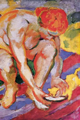 Obrázok produktu pre Franz Marc umelecký tlač obrazu - Akt s mačkou, 1910 (180 x 120 cm)
