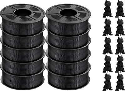 Zdjęcie produktu dla filament 3D, odporny na uderzenia, kompatybilny z większością drukarek 3D, 10KG ABS czarny