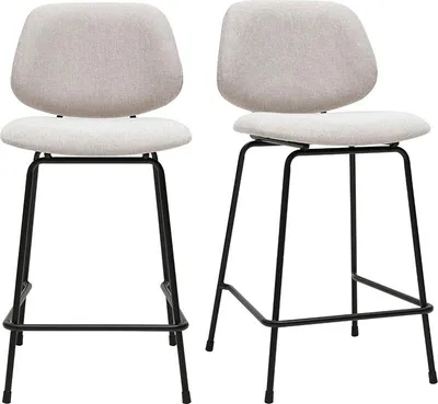 Produktbild von Miliboo - Barhocker aus Stoff in Samtoptik beige und Metall H66.5 cm BARNET (2er-Set)