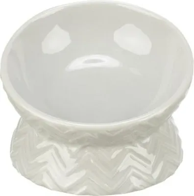 Obrázek produktu pro Trixie Keramická miska vyvýšená, ergonomický tvar, 0,15 l / 13 cm, světlešedá