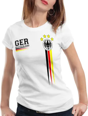 Produktbild von style3 Deutschland Damen T-Shirt Germany Fußball Europameisterschaft Trikot EM 2020, Farbe:Weiß, Größe:L