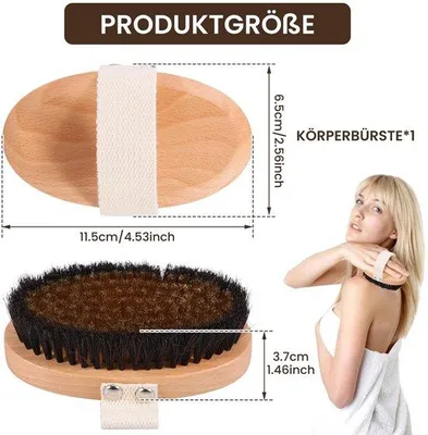Zdjęcie produktu dla Szczotka do ciała z miedzianymi włóknami, drewniana szczotka do suchej pielęgnacji, wspomagająca drenaż limfatyczny, masaż antycellulitowy, wykonana z naturalnych włosi, poprawiająca krążenie