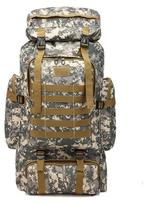 Produktbild von 80-Liter wasserdichter Campingrucksack mit Tarnmuster
