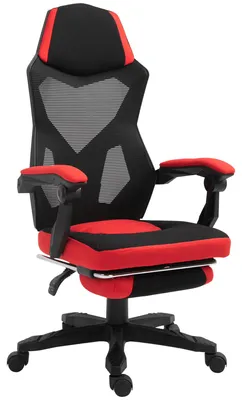 Productafbeelding van Vinsetto Ergonomische bureaustoel, gaming stoel, draaistoel met voetsteun, zwart