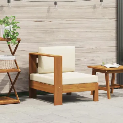 Produktbild von vidaXL Mittelsofa mit 1 Armlehne Cremeweiß Massivholz Akazie