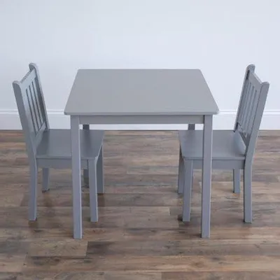 Productafbeelding van Kindermeubelset met Houten Tafel en 2 Stoelen in Grijs