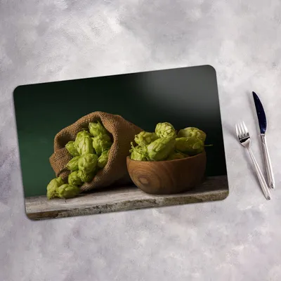 Produktbild von Tischset 6x45x30 cm Platzset Tischmatte Platzmatte Untersetzer - Fass Bier und Hopfen
