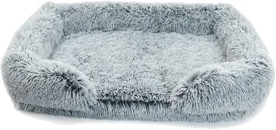 Imagen del producto de Cama ortopédica para perros Silecomplaza, sofá para perros, con funda extraíble, cojín suave y esponjoso para mascotas, alfombra lavable para perros y gatos, color gris, tamaño XXL (120x80x20 cm)