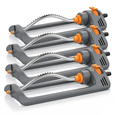 Produktbild von Brandson Viereckregner, Garten Rasensprenger, 4er Set, Vierecksprenger, Oszillations-Regner, Sprinkler, bis 153 m², Rasen Bewässerung, Reichweite bis zu 14 m Ø