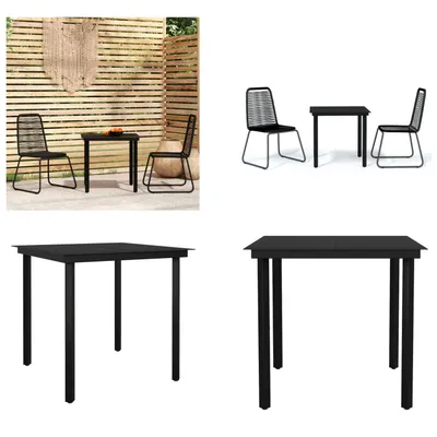 Produktbild von vidaXL 3 tlg. Garten Essgruppe Schwarz - Garten-Essgruppe - Garten-Essgruppen - Outdoor Essgruppe - Terrassen-Essgruppe
