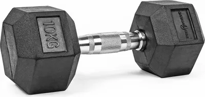 Obrázek produktu pro Činka 10 kg, šestihranná činka, gumový povrch, tělocvičné činky pro silový trénink, domácí, cvičení, fitness 1 kus