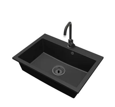 Produktbild von Küchen Granitspüle 1 Becken Elite 70 Armatur Siphon Gold