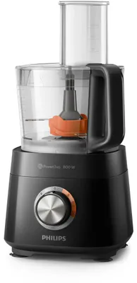 Produktbild von Philips Küchenmaschine Viva Collection, 29 Funktionen, 2.0 L, 2-in-1 Schneidescheibe, 800 W, Schwarz (HR7510/10)