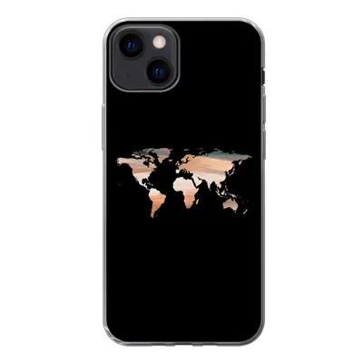 Produktbild von MuchoWow® Handyhülle Schutzhülle Hülle für iPhone 13 Weltkarte - Farbe - Schwarz Silikon Softcase Handy Hülle - Karteninhaber