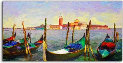 Produktbild von Coloray Canvas 140x70  Wandbild Leinwand Bilder Foto Kunstdruck Boote Stadt wasser