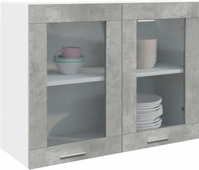 Produktbild von Hängeglasschrank Betongrau 80x31x60 cm