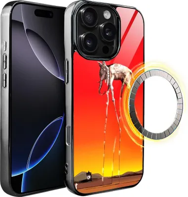 Produktbild von iPhone 16 Pro IBIZU Elite Glass Case mit MagSafe, Salvador Dali, Elefant, Schwarz