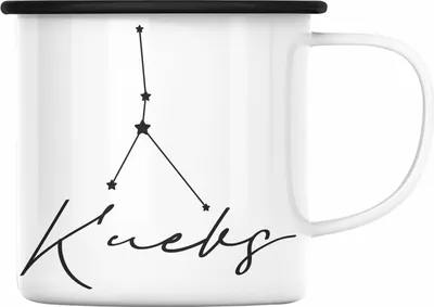 Produktbild von Trendation - Krebs Sternzeichen Emaille Tasse Geschenk Horoskop Tierkreiszeichen (Schwarz)