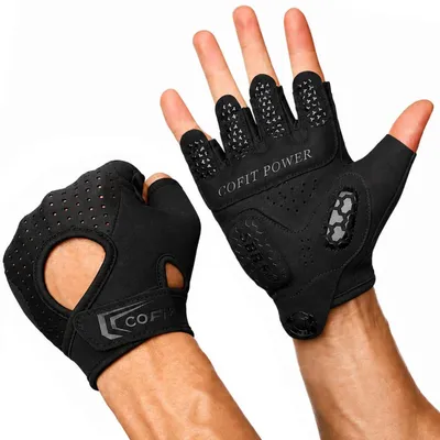 Produktbild von Fitness Handschuhe Halbfinger mit 5 mm Polsterung Atmungsaktiv Rutschfest für Gym Krafttraining Workout