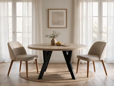 Produktbild von VENASI Ausziehbarer runder Esstisch ATO, 80-160 cm, Sonoma/Schwarz, oval