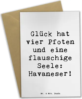 Produktbild von Mr. & Mrs. Panda Glückwunschkarte Spruch Havaneser Glück - Weiß - Geschenk, Zuhause, Hunderassen, Haltung, Hunderasse, Grußkarte, treue Freunde, Beschreibung, Spiel