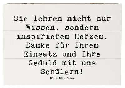 Produktbild von Mr. & Mrs. Panda Schatulle Spruch Danke Lehrer 22 x 15 cm - Weiß - Geschenk, Lieblingslehrer, Aufmerksamkeit, Schatzkiste, Dankeschön, inspirieren, Holztruhe, Herzen, Box