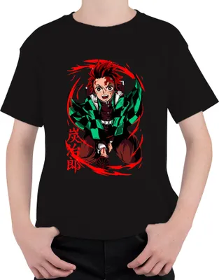 Obrázok produktu pre Tanjiro Kimetsu no Yaiba Sun Breath Hinokami Anime Gift Uni detské tričko, čierna, 128
