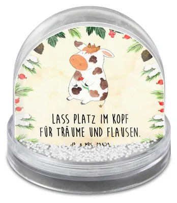Produktbild von Mr. & Mrs. Panda Schneekugel Weihnachten Kuh - Naturpapier - Geschenk, Motivtion, Hof, Bauernhof, schnee kugel, Spruch, wasserkugel, Weihnachts, Milch, wohnaccessoire