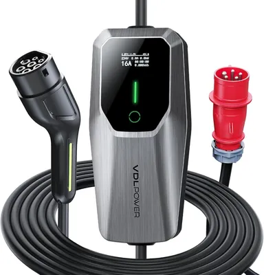 Obrázek produktu pro EV nabíjecí kabel typu 2 - 11 kW - 6-16 A - 5 metrů - třífázový - IP65 (vodotěsný) - mobilní nabíjecí stanice