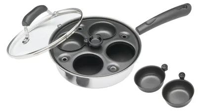 Productafbeelding van KitchenCraft eierpocher, eierpocherpan van koolstofstaal, eierpocherpan voor 4 eieren, zilver, 12 x 17 x 22 cm