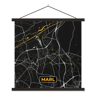 Produktbild von MuchoWow® Textilposter Gold - Deutschland - Karte - Stadtplan - Marl 40x40 cm mit schwarzem Rahmen - Fotos