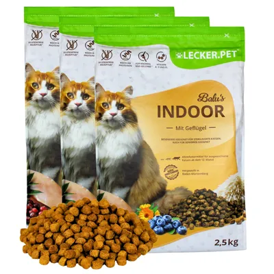 Image de 7,5 kg Lecker.Pet® Balu's Poultry Nourriture sèche complète pour chats d'intérieur