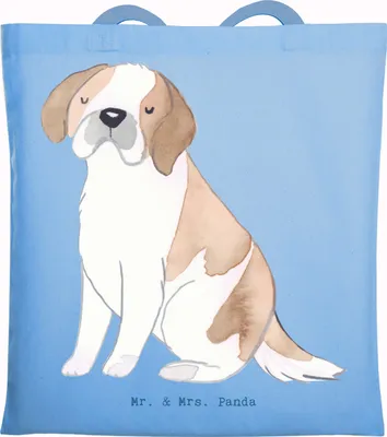 Produktbild von Mr. & Mrs. Panda totebag Saint Bernard Lebensretter - Sky Blue - Geschenk, Tasche, St. Bernhardshund, Schultasche, Laptoptasche, Uni, Dog, Baumwollbeutel, Tote Bag
