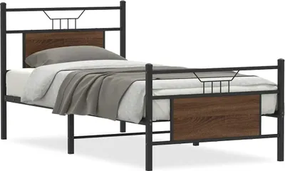 Produktbild von vidaXL Bettgestell ohne Matratze Braun Eiche 90x200 cm Holzwerkstoff