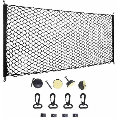 Produktbild von Gepäcknetz fürs Auto, elastisches Nylon-Kofferraumnetz 115 x 60 cm, Schutznetz, multifunktionales Trennnetz für Hunde, Kofferraumaufbewahrung für Haustiere