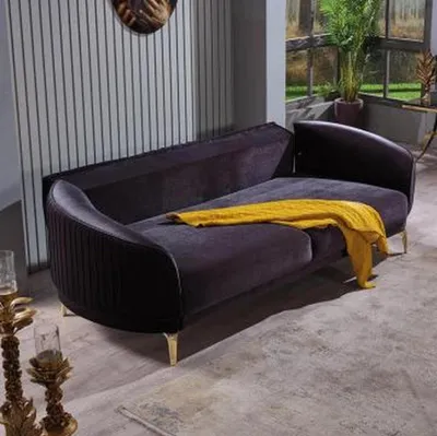 Produktbild von Dreisitzer Sofa Moderne Wohnzimmer Couch Schwarz Designer Polstersofas