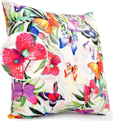 Produktbild von Dekokissen 50x50cm mit Motiv Schmetterling bunt ohne Füllung Kissehülle mit Reißverschluss Velours
